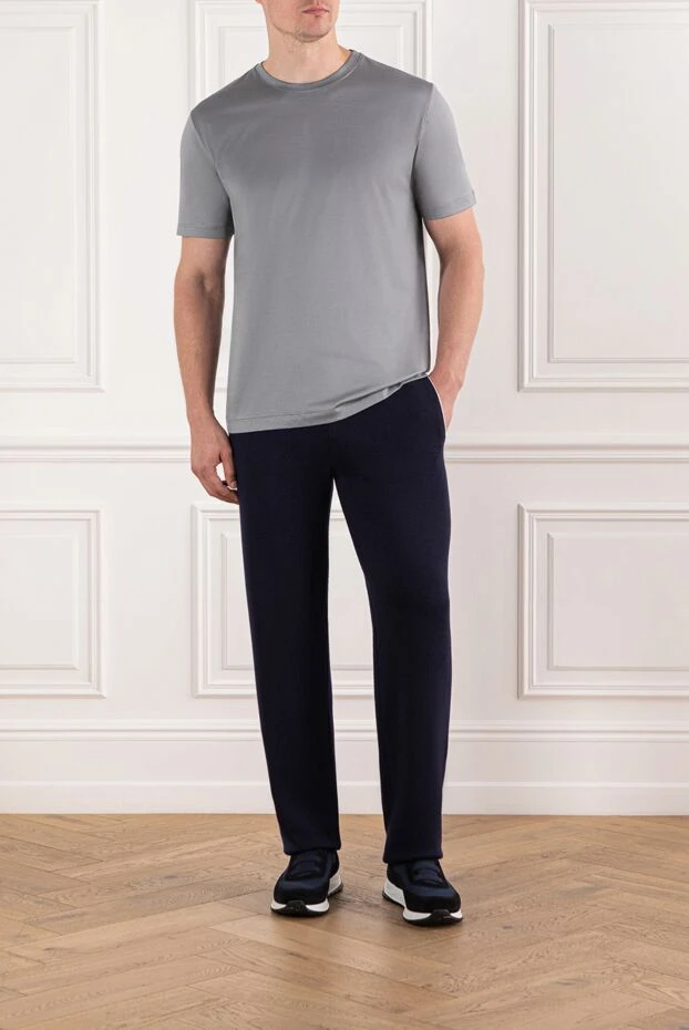 Cesare di Napoli серая футболка минималистичного дизайна с коротким рукавом 190742 - фото 2