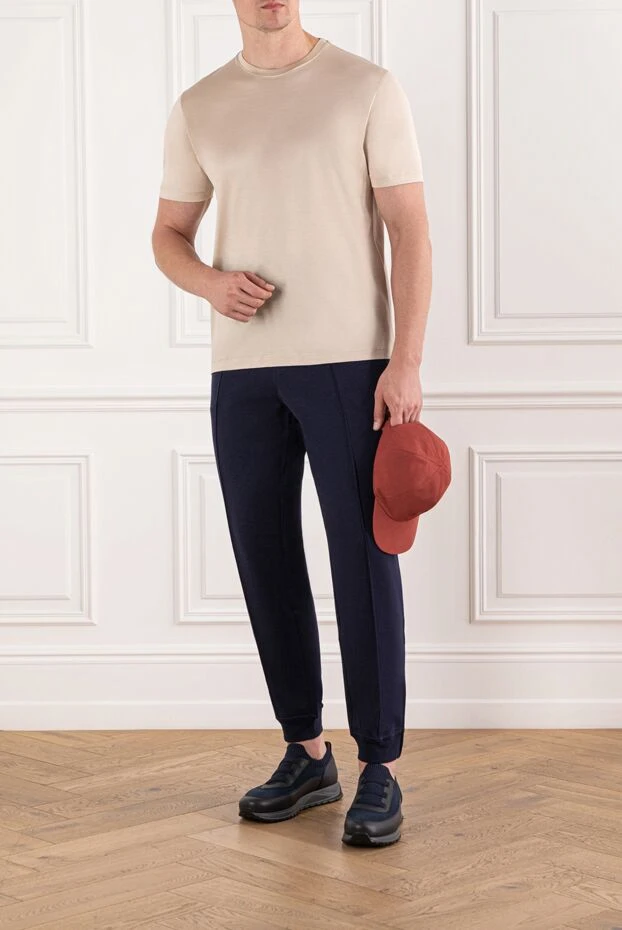 Cesare di Napoli базовая футболка нейтрального бежевого оттенка из хлопка 190743 - фото 2