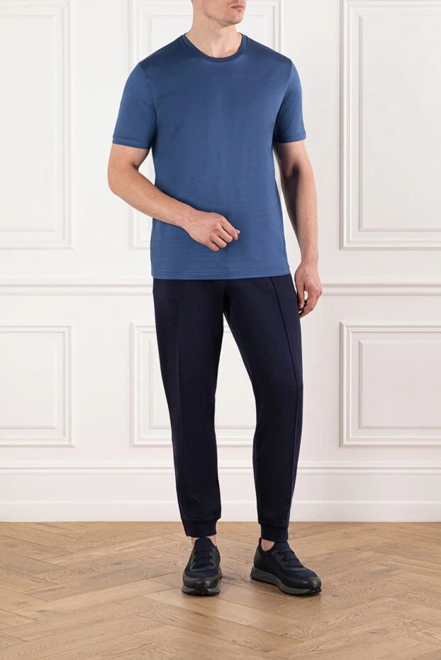 Cesare di Napoli қарапайым ерлер футболкасы, тік көгілдір түсті, тік кесілген 190744 - фото 2