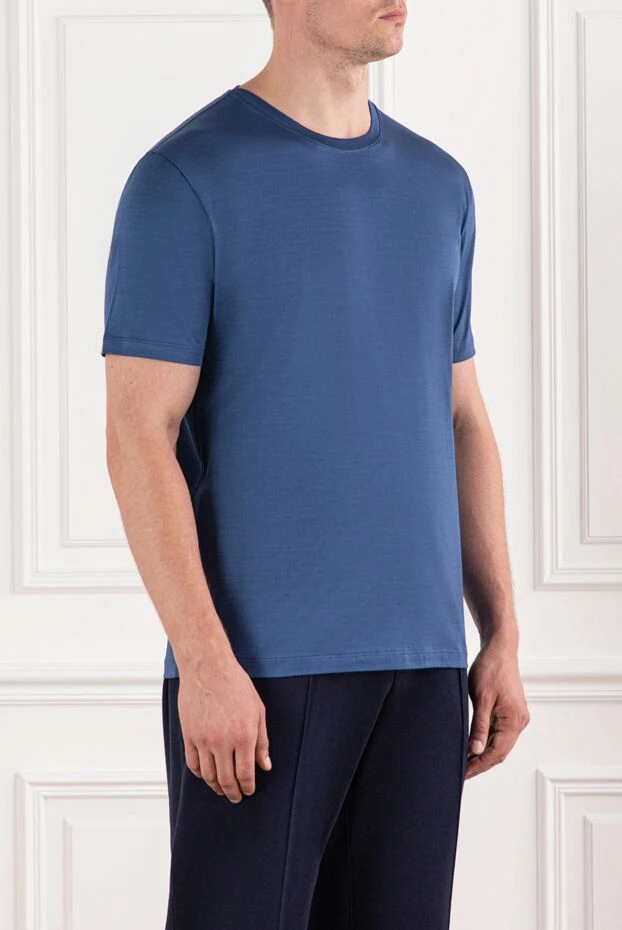 Cesare di Napoli қарапайым ерлер футболкасы, тік көгілдір түсті, тік кесілген 190744 - фото 3