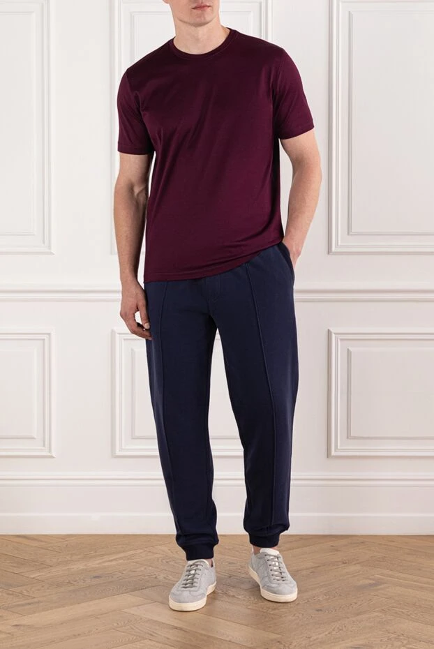 Cesare di Napoli men's plain burgundy cotton t-shirt 190745 - photo 2
