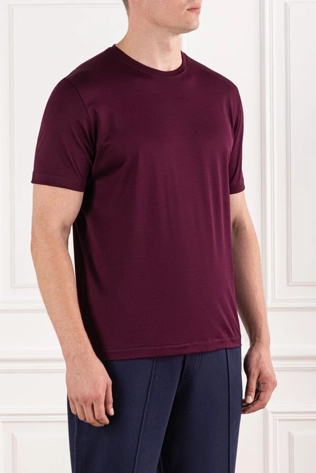 Cesare di Napoli ерлерге арналған кәдімгі бургундия мақта матадан жасалған футболка 190745 - фото 3