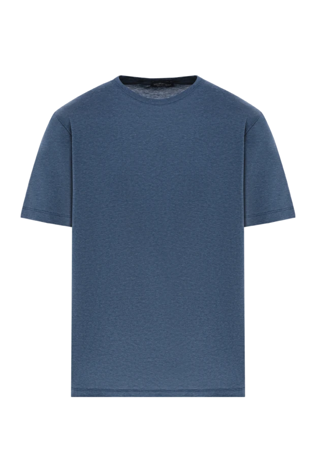 Blue melange cotton T-shirt with a round neck - photo 1