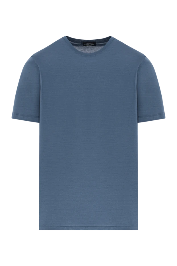 Ерлерге арналған негізгі сұр-көк мақтадан жасалған футболка - фото 1