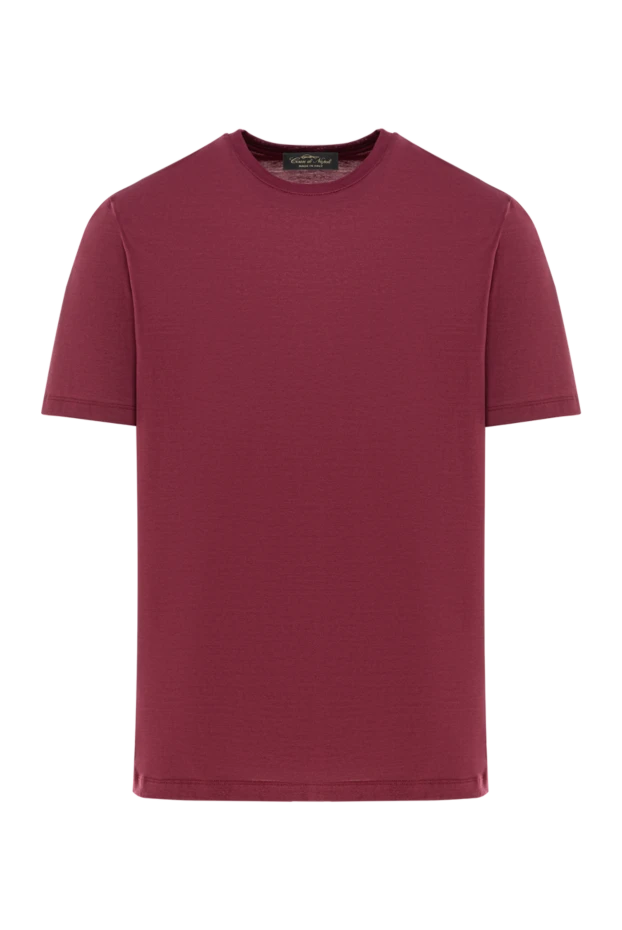 Шарап қызыл түстегі ерлерге арналған мақтадан жасалған футболка - фото 1