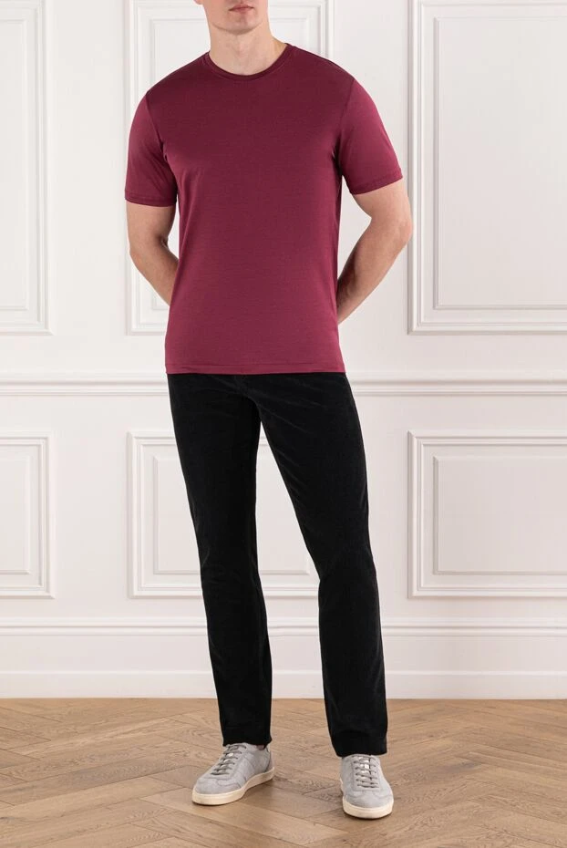 Cesare di Napoli men's cotton t-shirt in wine red 190750 - photo 2