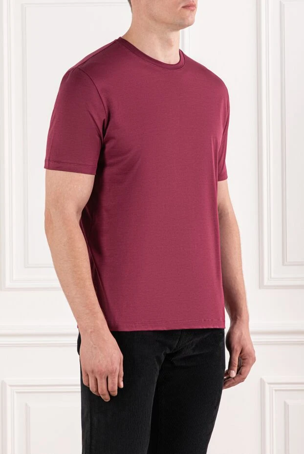 Cesare di Napoli шарап қызыл түстегі ерлерге арналған мақтадан жасалған футболка 190750 - фото 3