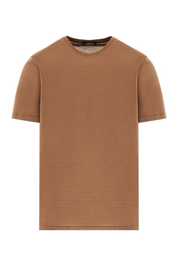 Футболка однотонная коричневая классического кроя - фото 1