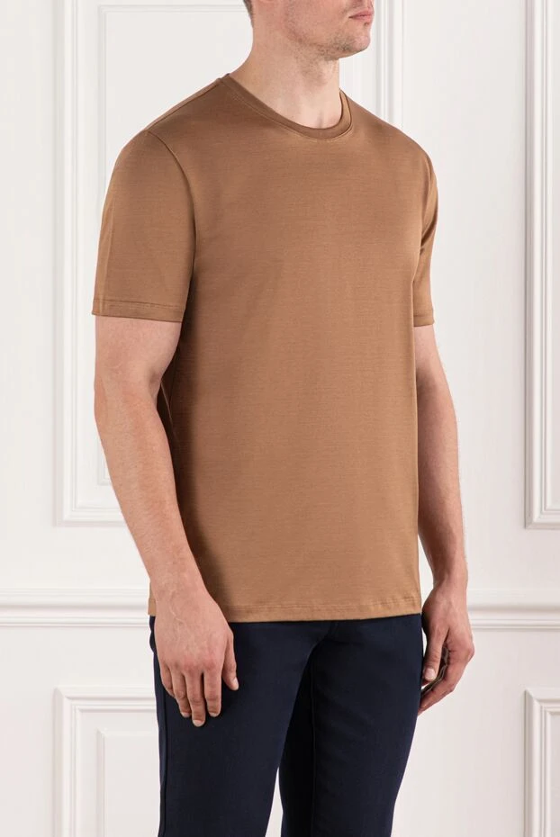 Cesare di Napoli классикалық кесілген қарапайым қоңыр футболка 190751 - фото 3