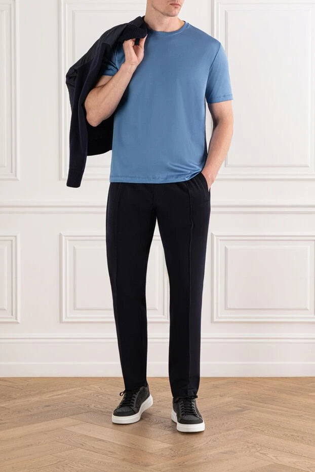 Мужская футболка хлопок однотонная голубая - фото 2