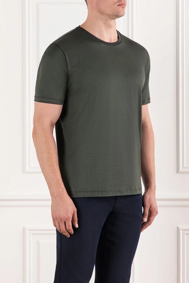 Cesare di Napoli күңгірт жасыл мақтадан жасалған жейде, мойынға арналған футболка
 190754 - фото 3