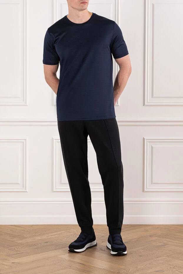 Футболка мужская однотонная тёмно-синяя базового кроя - фото 2