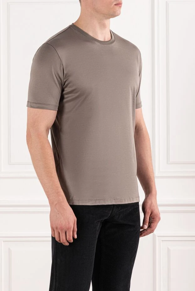 Cesare di Napoli ерлерге арналған жеңіл атлас жылтыры бар қарапайым футболка 190758 - фото 3