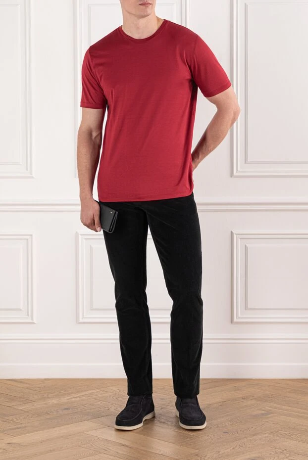 Cesare di Napoli men's cotton t-shirt, rich red, plain color 190759 - photo 2
