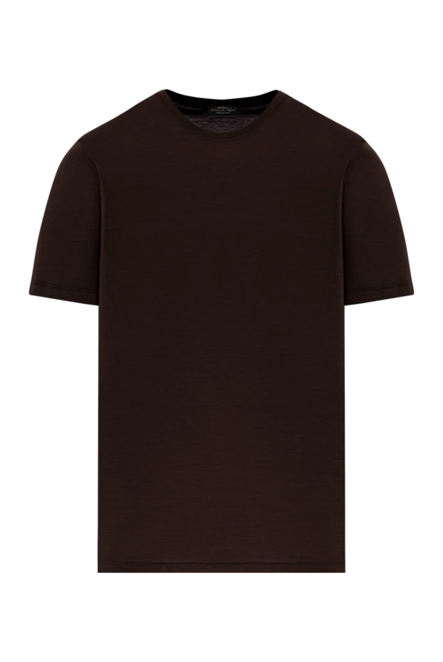 Футболка мужская коричневая из хлопка с сатиновым отливом - фото 1