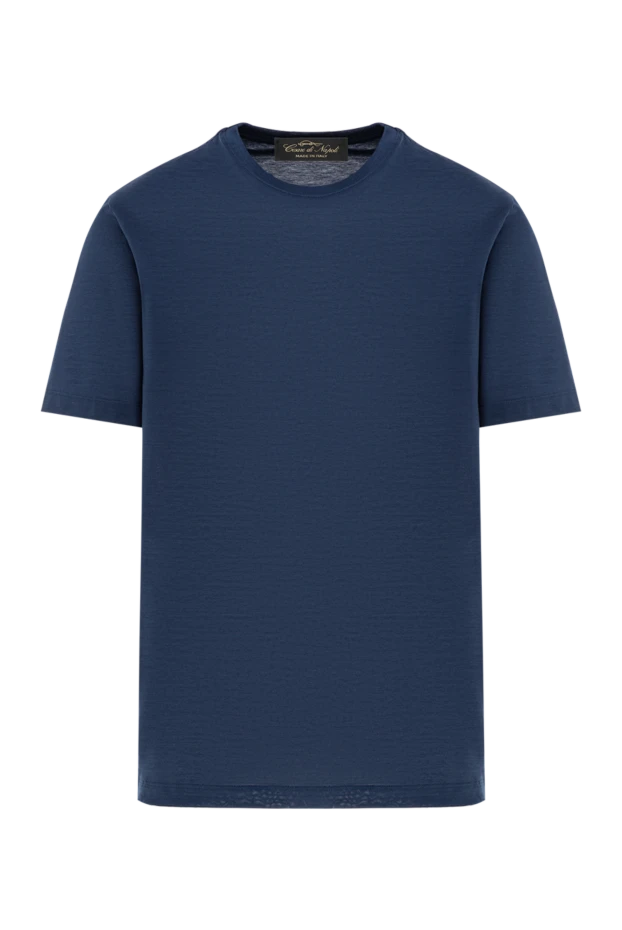 Индиго түсті ерлерге арналған қарапайым мақтадан жасалған футболка - фото 1