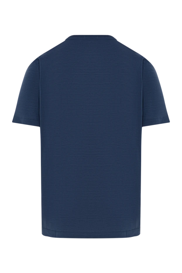 Cesare di Napoli индиго түсті ерлерге арналған қарапайым мақтадан жасалған футболка 190762 - фото 2