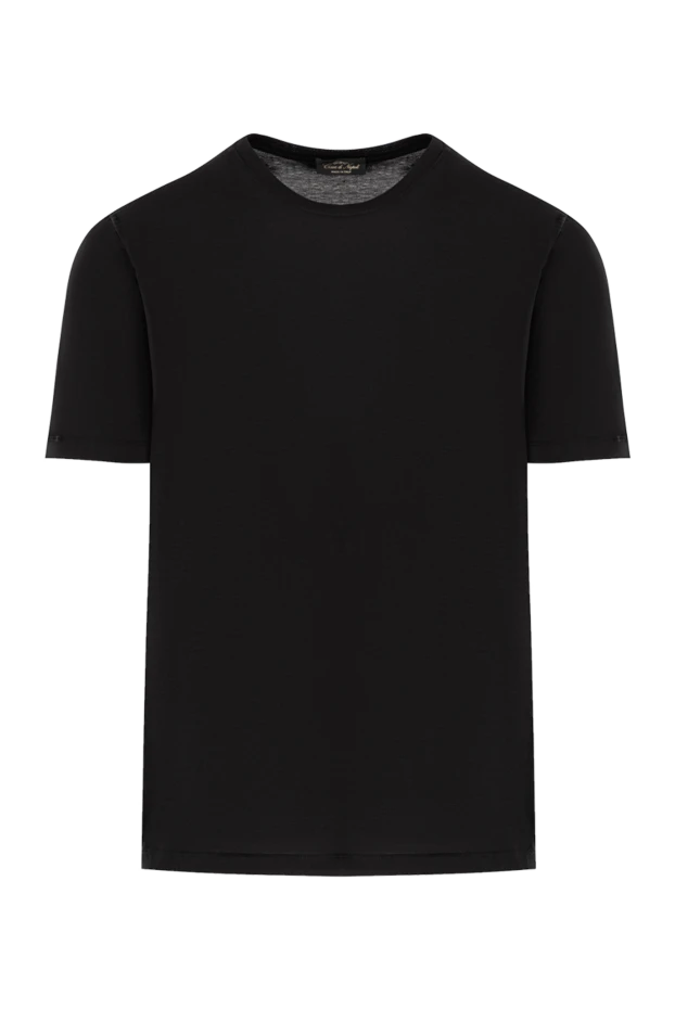 Классикалық қара түсті ерлерге арналған негізгі мақтадан жасалған футболка - фото 1
