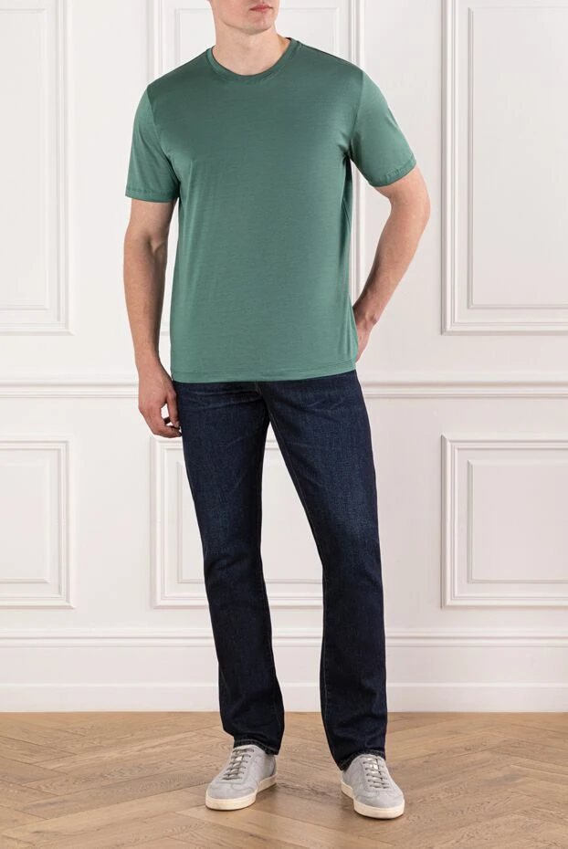 Cesare di Napoli men's cotton t-shirt in green with a slight glossy effect
190765 - photo 2