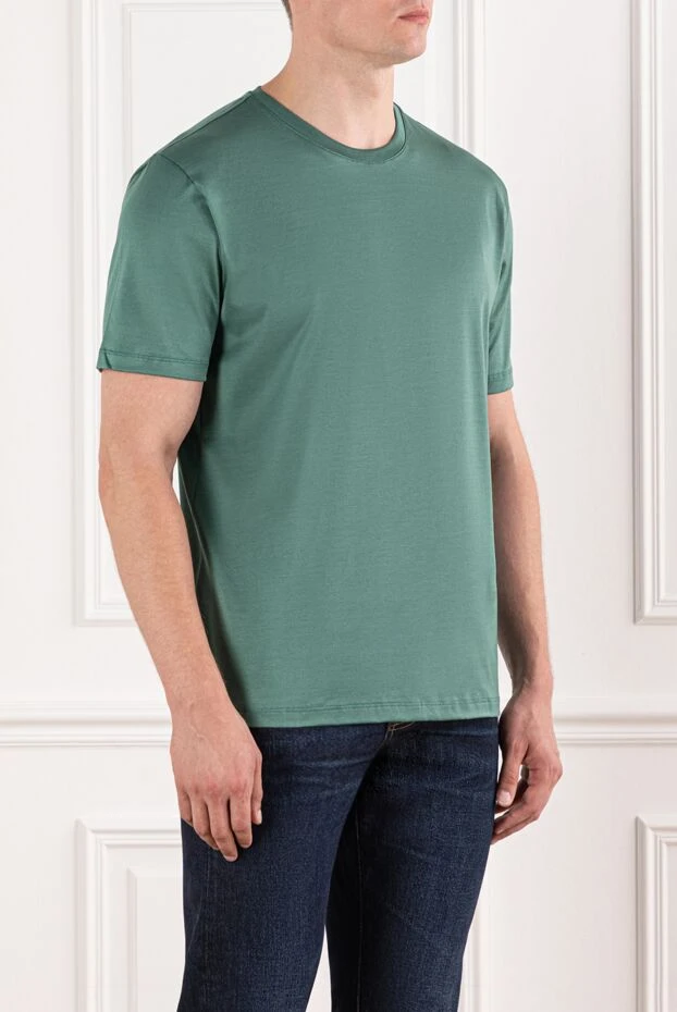 Cesare di Napoli аздап жылтыр әсері бар жасыл түсті ерлерге арналған мақта матадан жасалған футболка
 190765 - фото 3