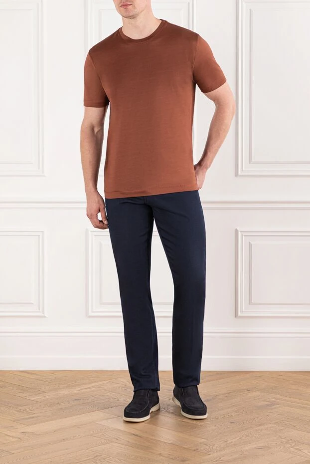 Cesare di Napoli brown cotton t-shirt with a glossy effect 190767 - photo 2