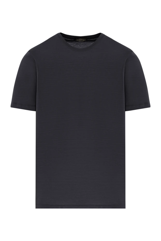 Ерлерге арналған мақтадан жасалған футболка, қара, классикалық, аздап жылтыр - фото 1