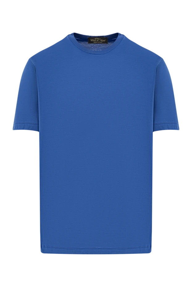 Мужская футболка хлопковая насыщенно синяя однотонная - фото 1