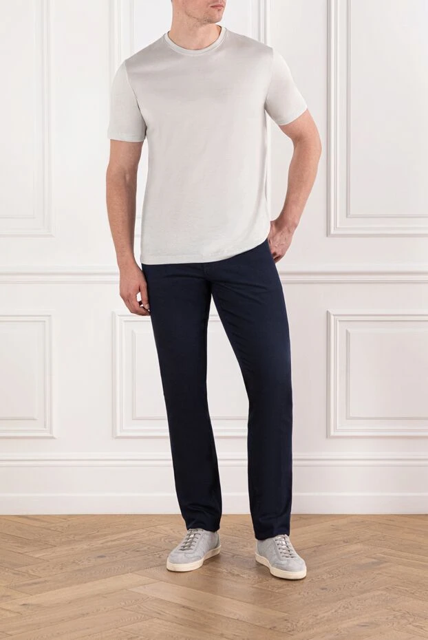 Cesare di Napoli men's basic cotton t-shirt, light gray with a slight sheen 190772 - photo 2