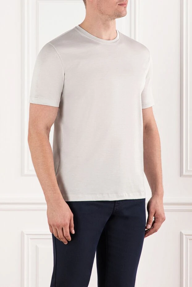 Cesare di Napoli ерлерге арналған негізгі мақта матадан жасалған жейде, сәл жылтырлығы бар ашық сұр 190772 - фото 3