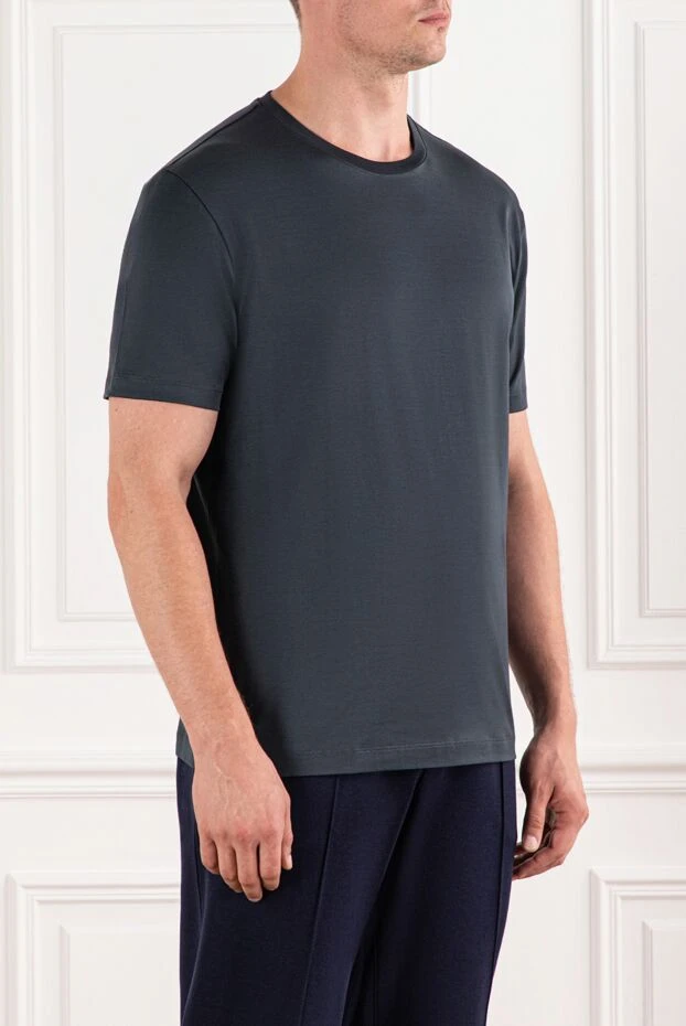 Cesare di Napoli сатин әсері бар антрациттен жасалған ерлерге арналған кәдімгі мақта-мата жейде 190773 - фото 3