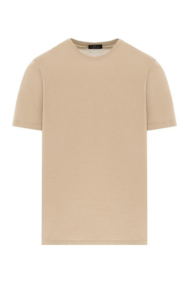 Cesare di Napoli men's cotton t-shirt in a sand tone with a soft sheen 190775 - photo 1