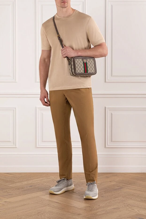 Cesare di Napoli футболка мужская хлопковая песочного тона с мягким блеском 190775 - фото 2