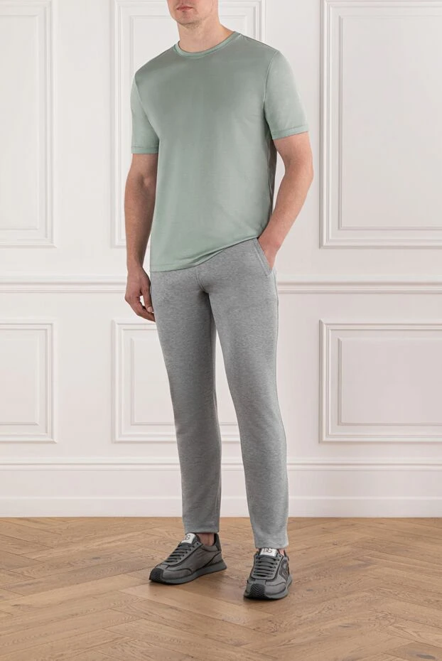 Футболка мужская однотонная зелёная из мягкого шлифованного хлопка - фото 2