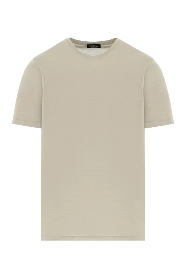 Футболка мужская повседневная бежевая из шлифованного хлопкового трикотажа - фото 1