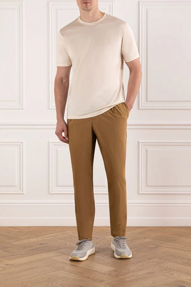 Cesare di Napoli қылқалам мақтадан тігілген ерлерге арналған ақшыл бежевый футболка
190778 - фото 2