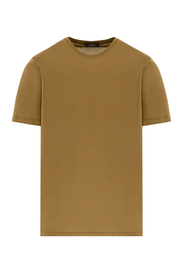 Жұмсақ құрылымы бар қыша сары түсті ерлерге арналған мақтадан жасалған футболка - фото 1