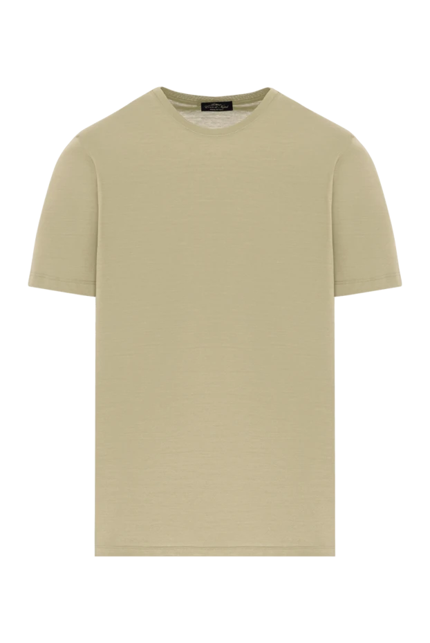 Бейтарап құм түсті ерлерге арналған әмбебап мақта-мата футболкасы - фото 1