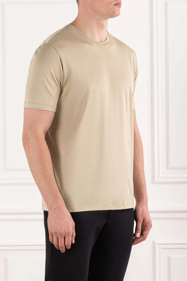 Cesare di Napoli бейтарап құм түсті ерлерге арналған әмбебап мақта-мата футболкасы 190781 - фото 3