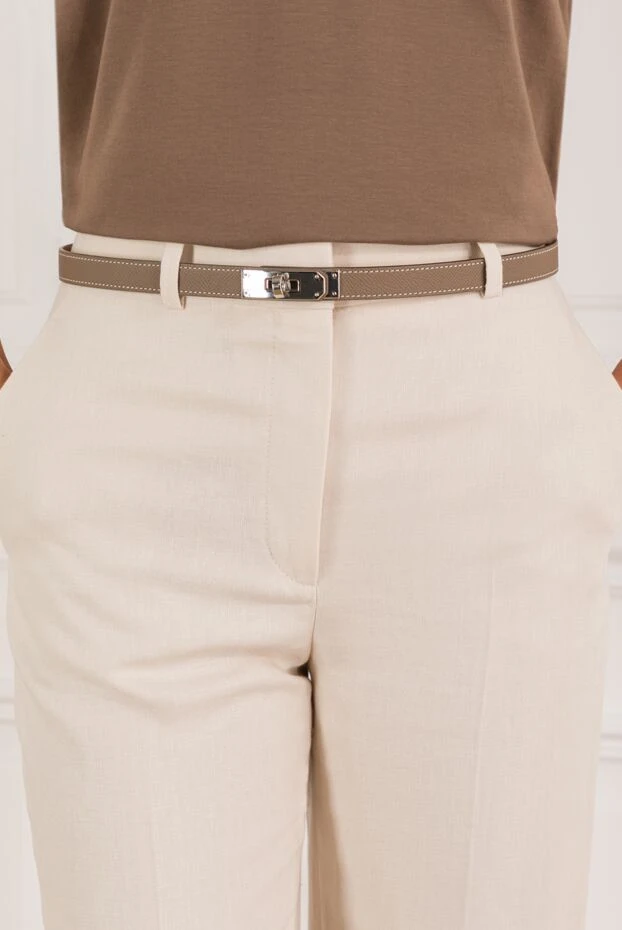 Hermes ремень kelly 18 коричневый из телячьей кожи epsom 190783 - фото 2