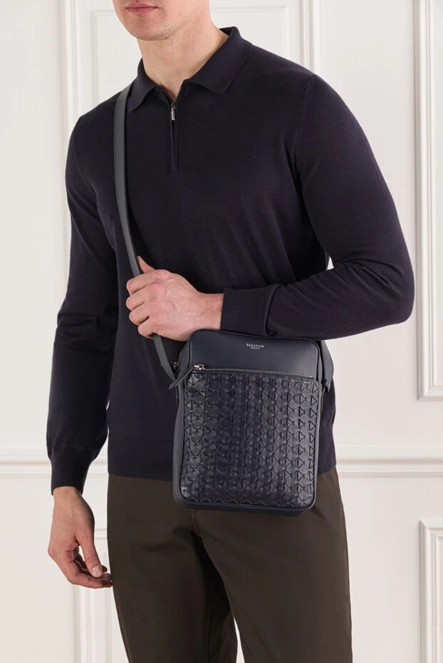 Serapian темно-синяя сумка-мессенджер east west из кожи mosaico 190817 - фото 2