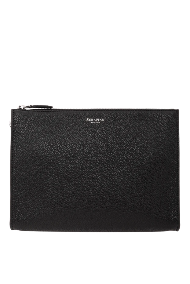 Men's black Cachemire leather clutch with Mosaico trim - photo 1