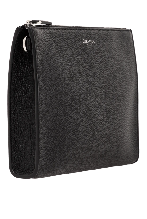 Men's black Cachemire leather clutch with Mosaico trim - photo 2