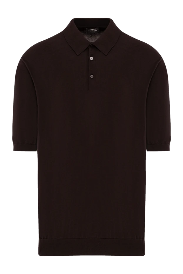Men's brown knit polo shirt with a classic collar
- photo 1