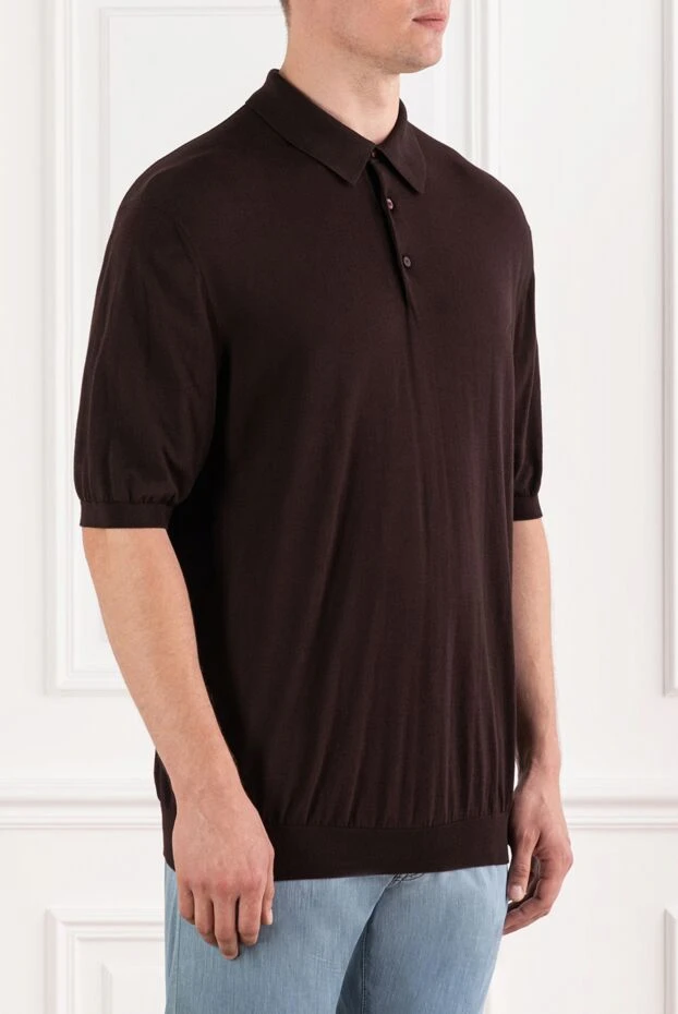 Cesare di Napoli мужское поло трикотажное коричневое с классическим воротником
 190824 - фото 3
