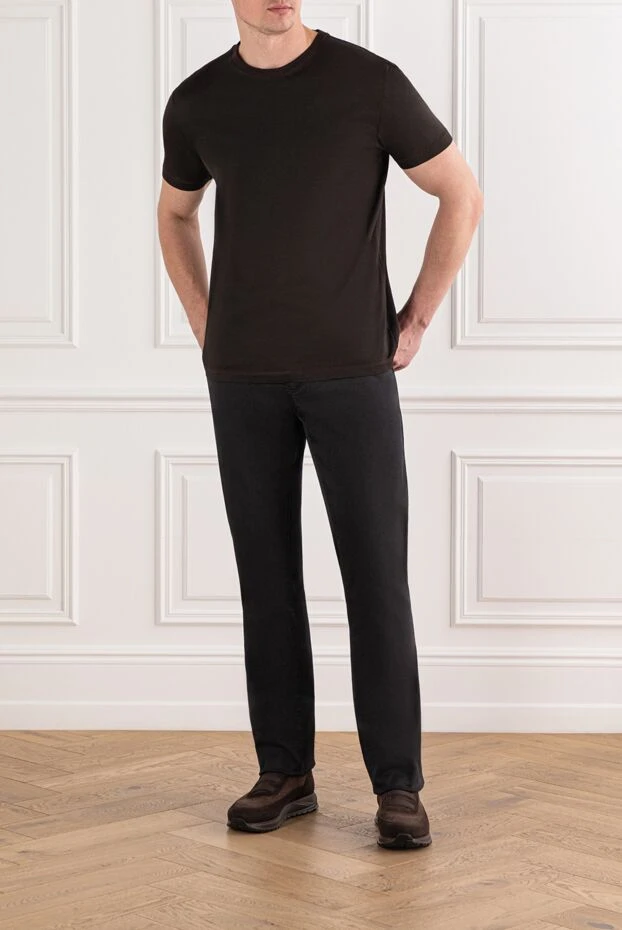 Cesare di Napoli қоңыр қоңыр мақтадан тігілген футболка 190825 - фото 2