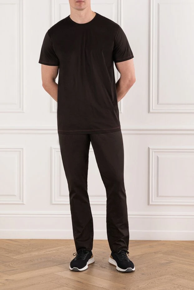 Tombolini футболка мужская тёмно коричневая хлопковая с акцентом на швах 190827 - фото 2