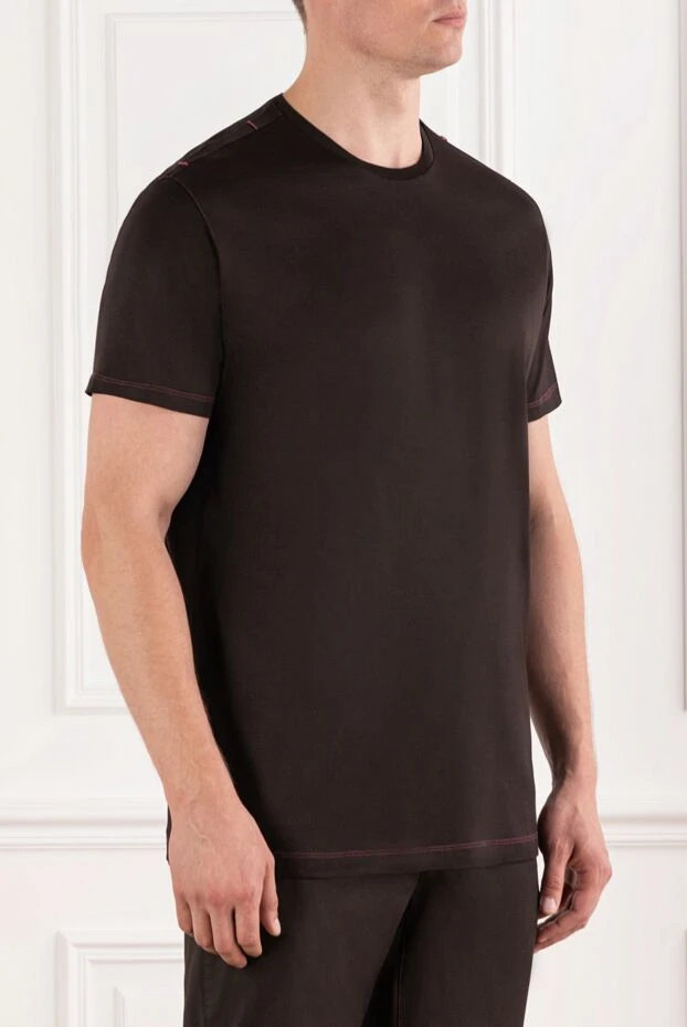 Tombolini футболка мужская тёмно коричневая хлопковая с акцентом на швах 190827 - фото 3