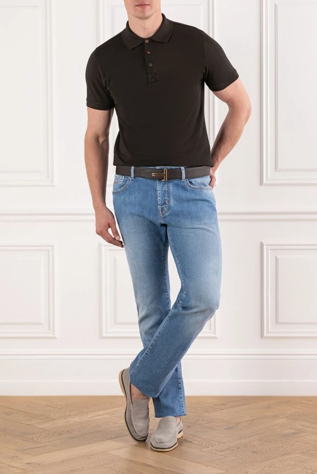 Kiton контрасты тігісі бар қоңыр тоқылған поло жейде 190830 - фото 2