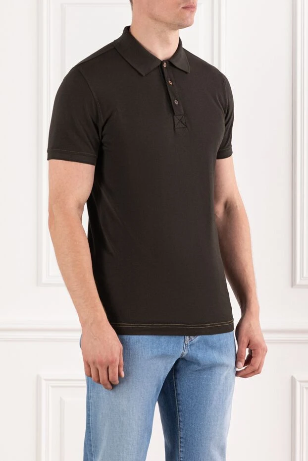 Kiton контрасты тігісі бар қоңыр тоқылған поло жейде 190830 - фото 3