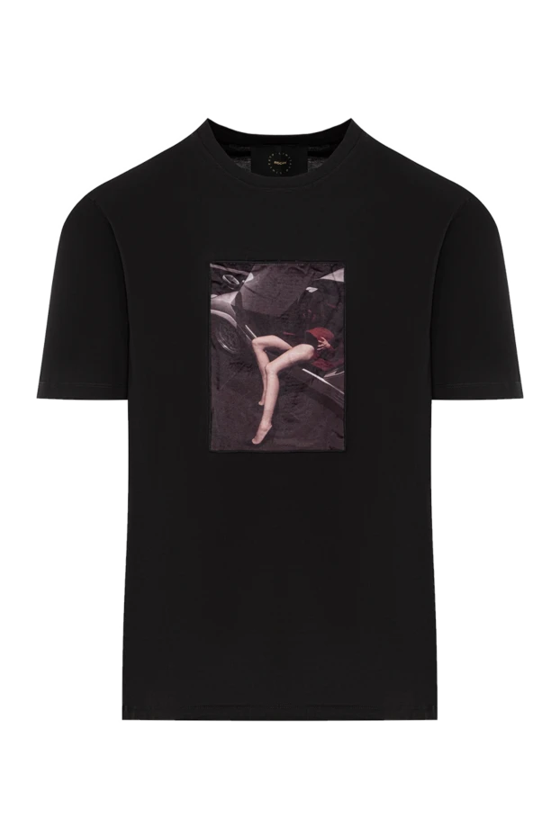 Көркем фото басып шығарылған қара мақта-мата футболка - фото 1